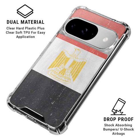 Egyptian Flag Distressed Google Pixel 10 Clear Case
